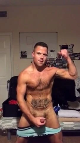 A hot muscle gay jerks off